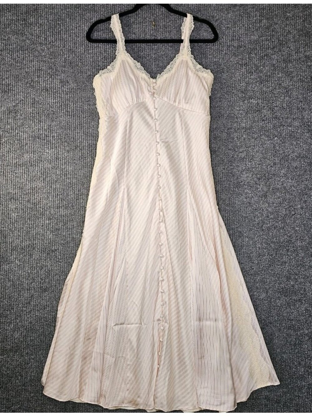 NWT $120 Abercrombie & Fitch bra free lace trim midi dress Pink Stripe sz M